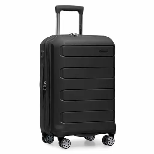 

Traveler's Choice Pagosa Indestructible Hardshell Expandable Spinner Luggage, Black, 22-Inch Carry-on