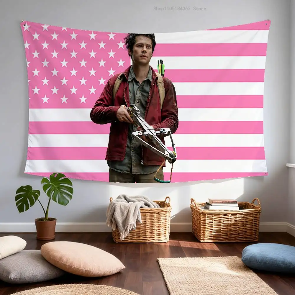 D-Dylan O B-Brien الوردي العلم الأمريكي نسيج راية لغرفة النوم في الهواء الطلق غرفة المعيشة مطعم بار جدار ديكور الطرف