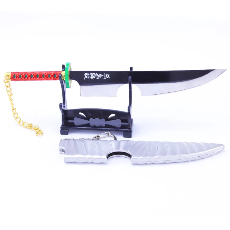 21cm Demon Slayer Uzui Tengen Sword Sound Hashira Dual Blade Anime Peripheral Katana Samurai Metal Weapon Model Collection Toy
