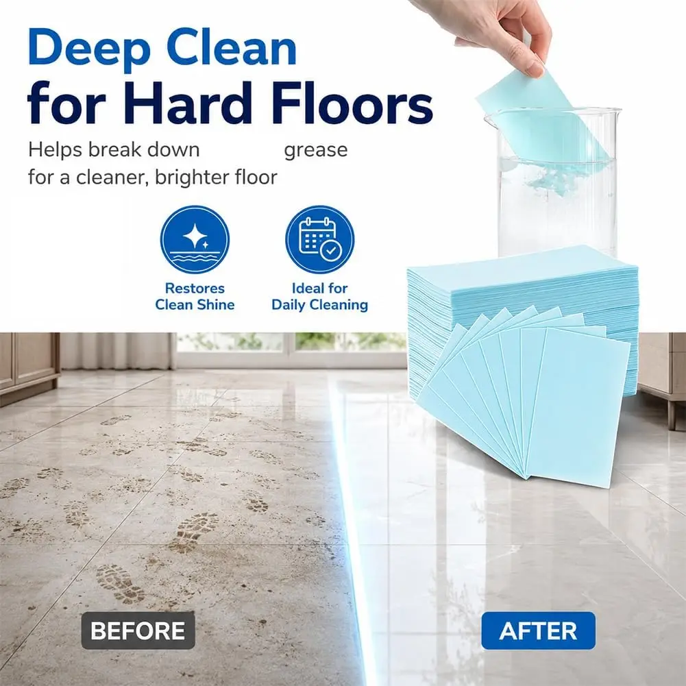 100Pcs/Box Floor Cleaner Concentrate Sheets Multi-Action Fresh Floor Cleaner Wood Tile Soluble Paper for Mopping