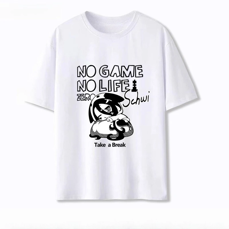 لعبة الحياة أنيمي الطرفية الأبيض، لعبة Hubby Is Life قصيرة الأكمام للرجال والنساء تي شيرت غير رسمي ملابس الصيف للطلاب المد