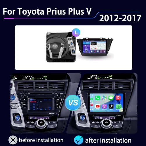 Imagen 2 del producto Para Toyota Prius Plus V Alpha LHD RHD 2012- 2017 Android 15 Carplay Auto GPS Radio de coche navegación reproductor de vídeo Multimedia estéreo