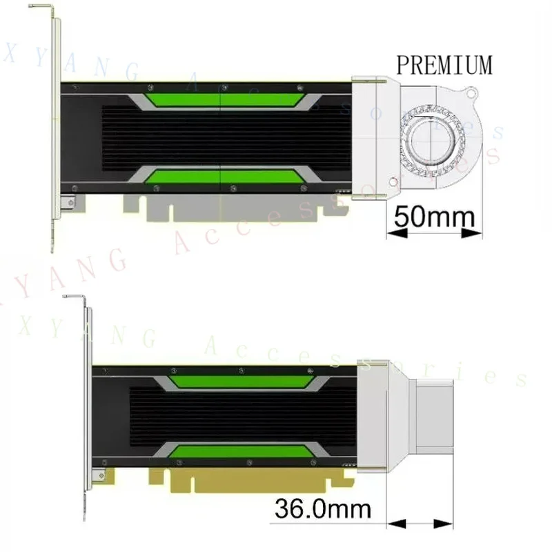 N+ Graphics Card Cooler - Complete Cooling Mod Kit, Universal for NVIDIA P4, T4, M4, L4, A2 Default mini 4-pin connector