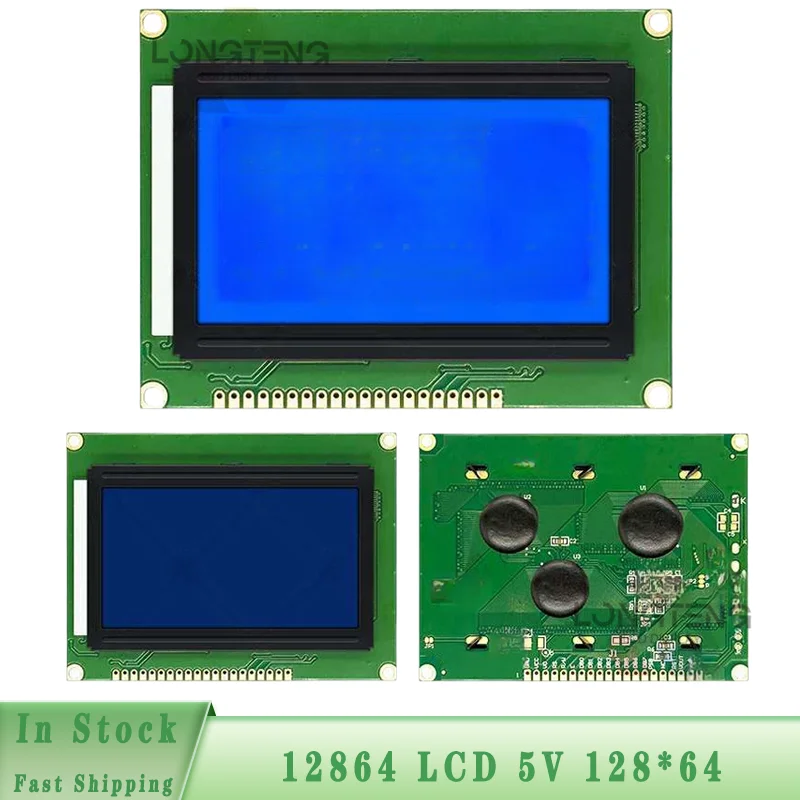 12864B LCD 5V 128*64 DOTS Blue Screen With backlight ST7920 Parallel port LCD12864 For arduino