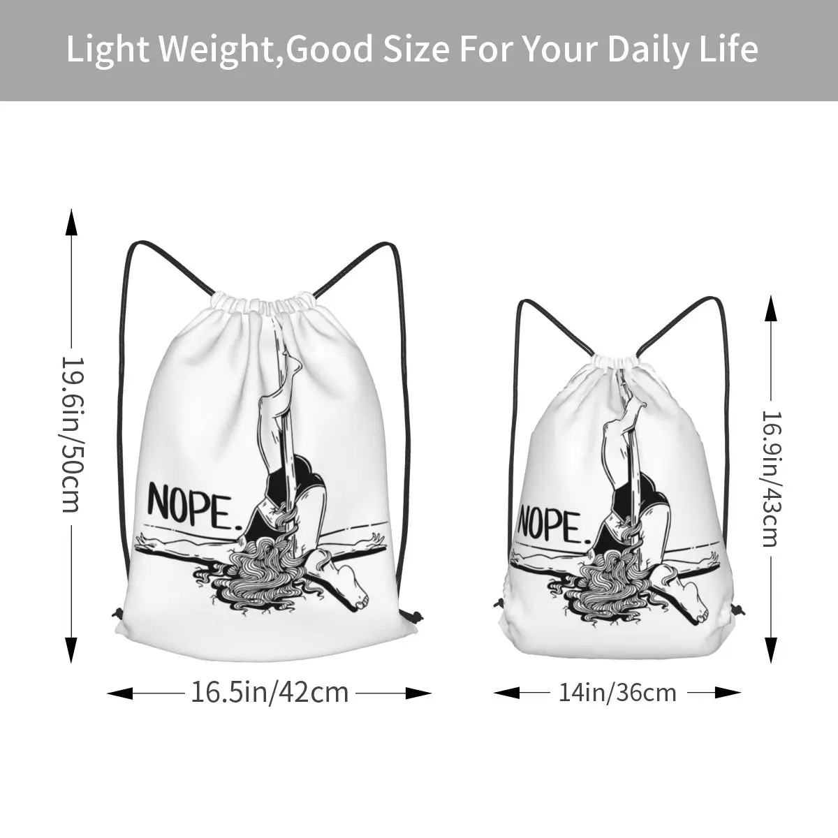 Pole Dance NOPE - Black Backpacks Portable Drawstring Bags Storage Bag Book Bags for Man Woman Students