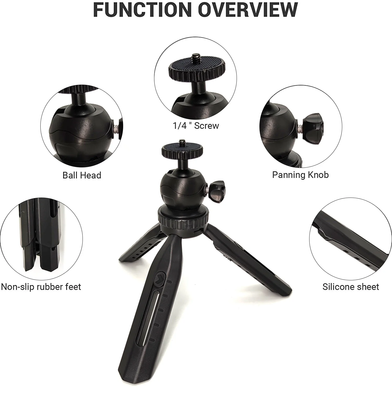 TONTUBE Small Tabletop Tripod Telescope Tripod Portable Foldable with 1/4