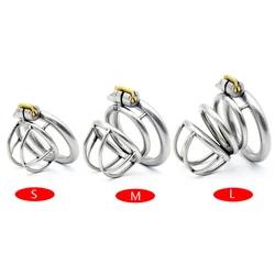 Small Penis Slave Lock Male Stainless Steel Cock Cage Chastity Device Penis Ring Erotic Bondage Husband Loyalty Sex Toys For Men