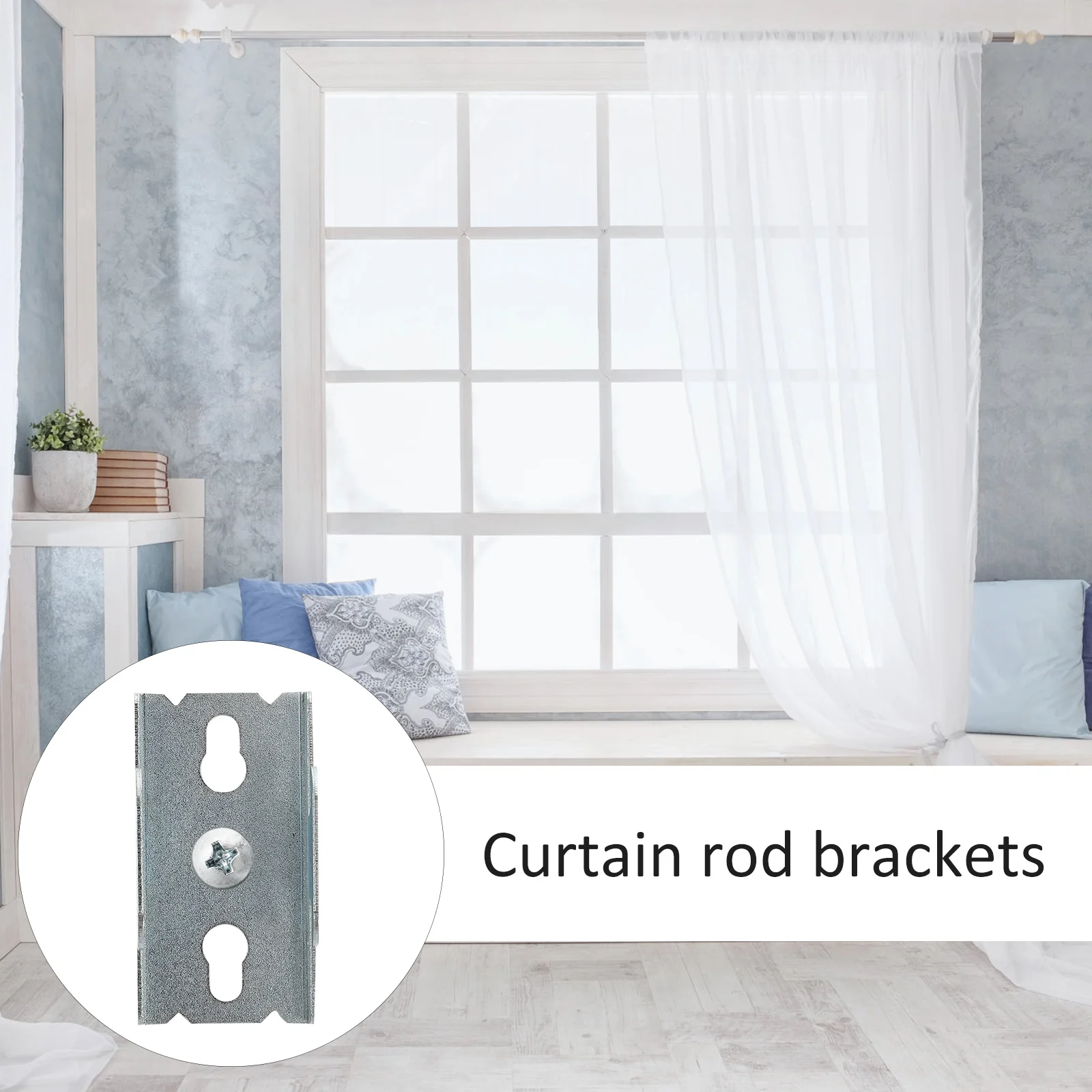 

2Sets Curtain Rod Brackets Iron Double Rod Mounting Brackets for Living Room Bedroom Window Curtain Support Holders