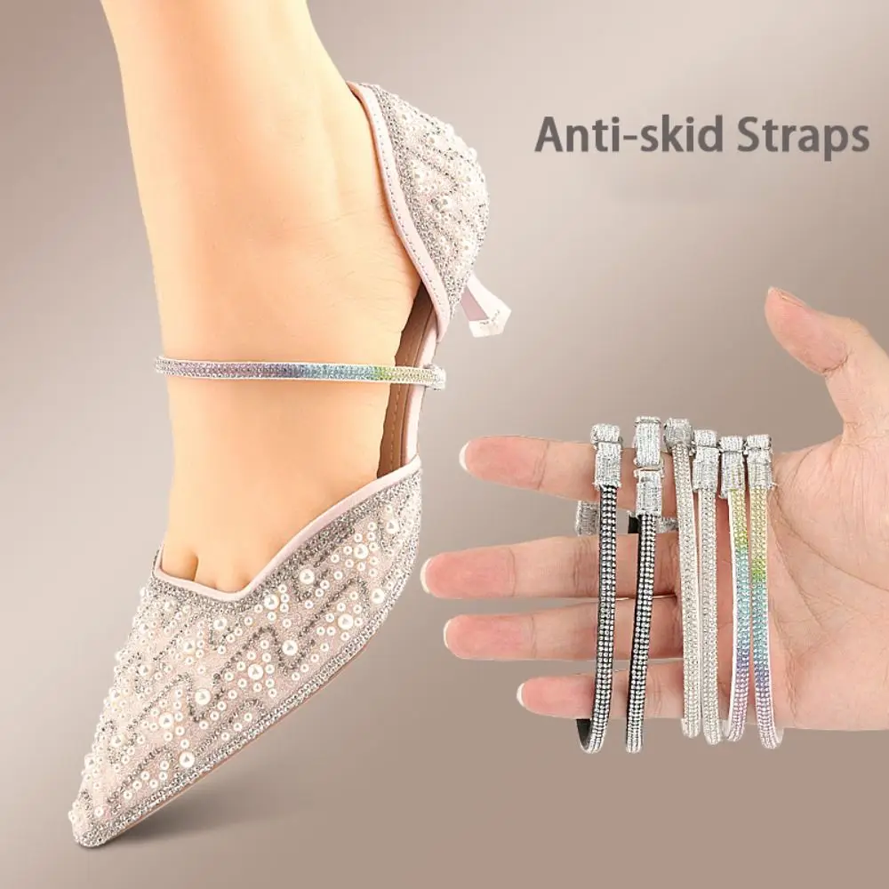 1Pairs Women Lazy Shoeslaces Anti-skid Bundle Laces High Heels Shoe Belt Adjustable Free Triangle Ankle Holding Shoe Decorations image 3