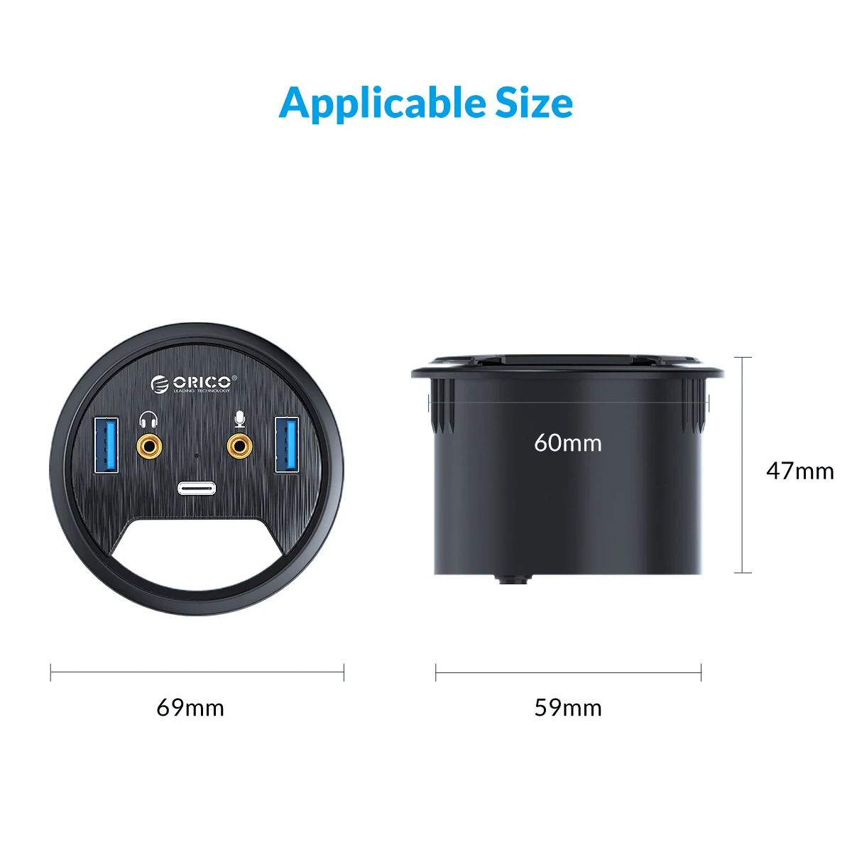 ORICO Desktop Grommet USB 3.0 HUB With Headphone Microphone Port Type C Card Reader OTG Adapter Splitter For Laptop Accessories