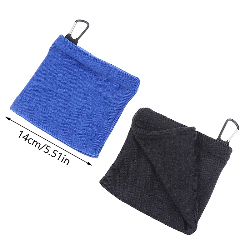 Square Microfiber Golf Ball Cleaning Towel With Carabiner Hook Water Absorption Clean Golf Club For Head Wipe Cloth Clean