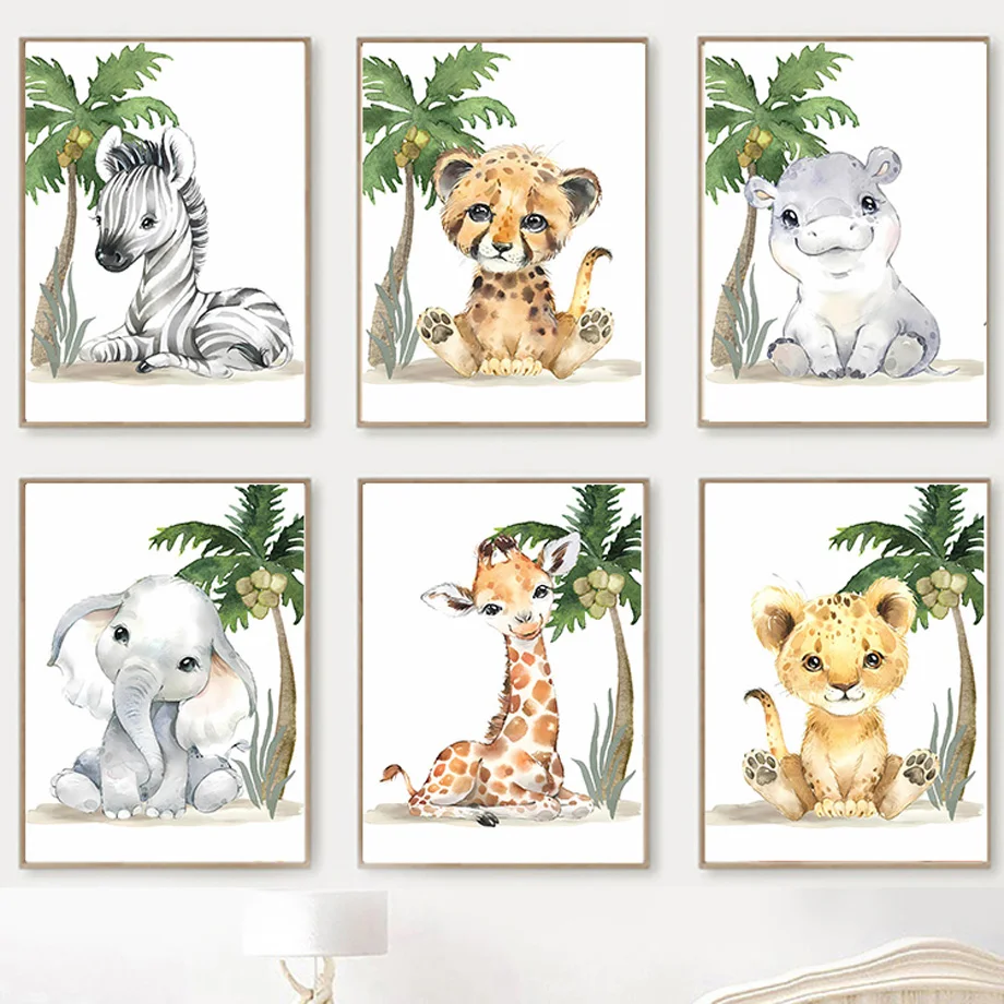 

Cute Elephant Lion Giraffe Zebra Tiger Wall Art Prints And Posters Nordic Pictures Bedroom Living Room Decor Canvas Painting