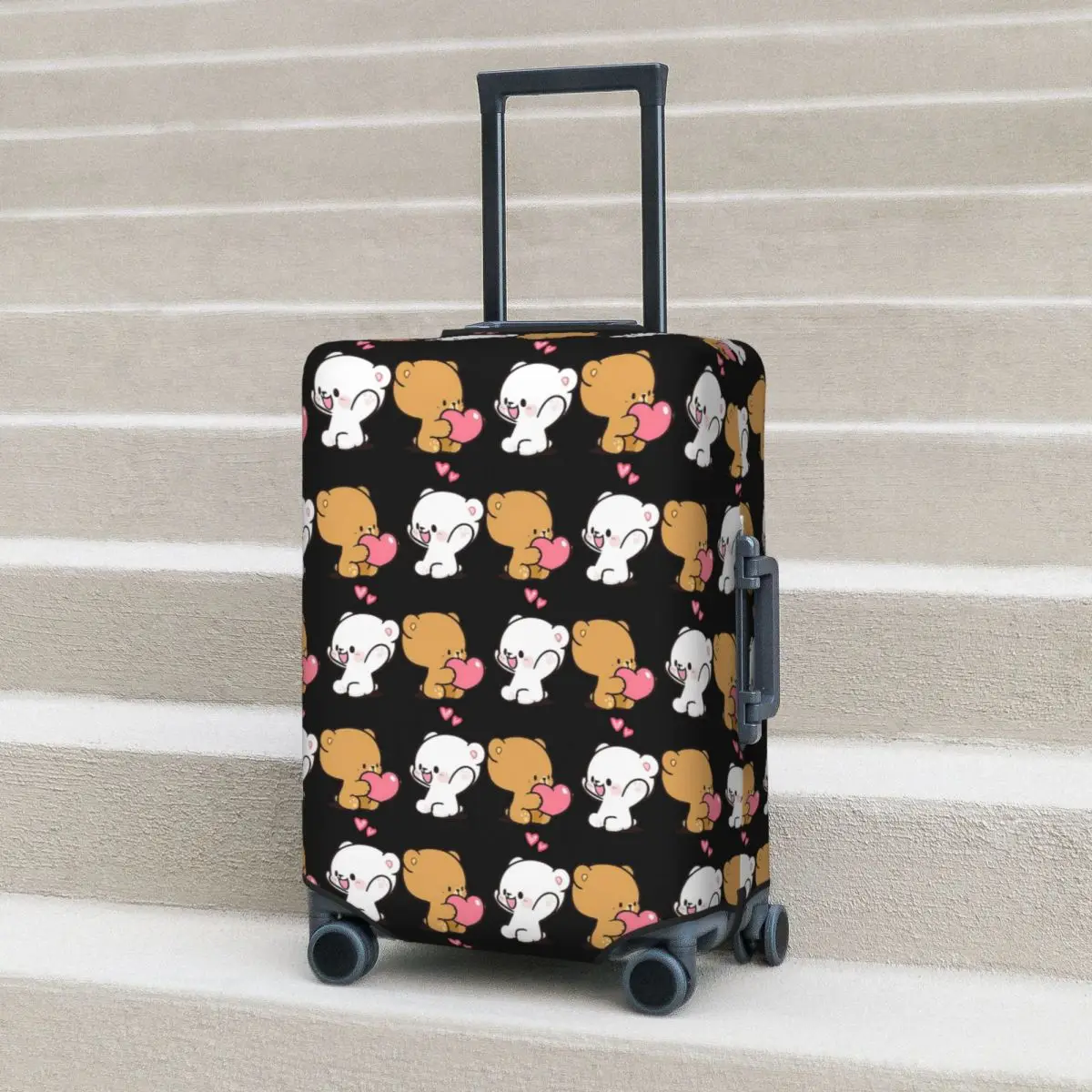 

Cute Milk Mocha Suitcase Cover Protection Elastic Trip Luggage Protector Covers for 18-32 Inch
