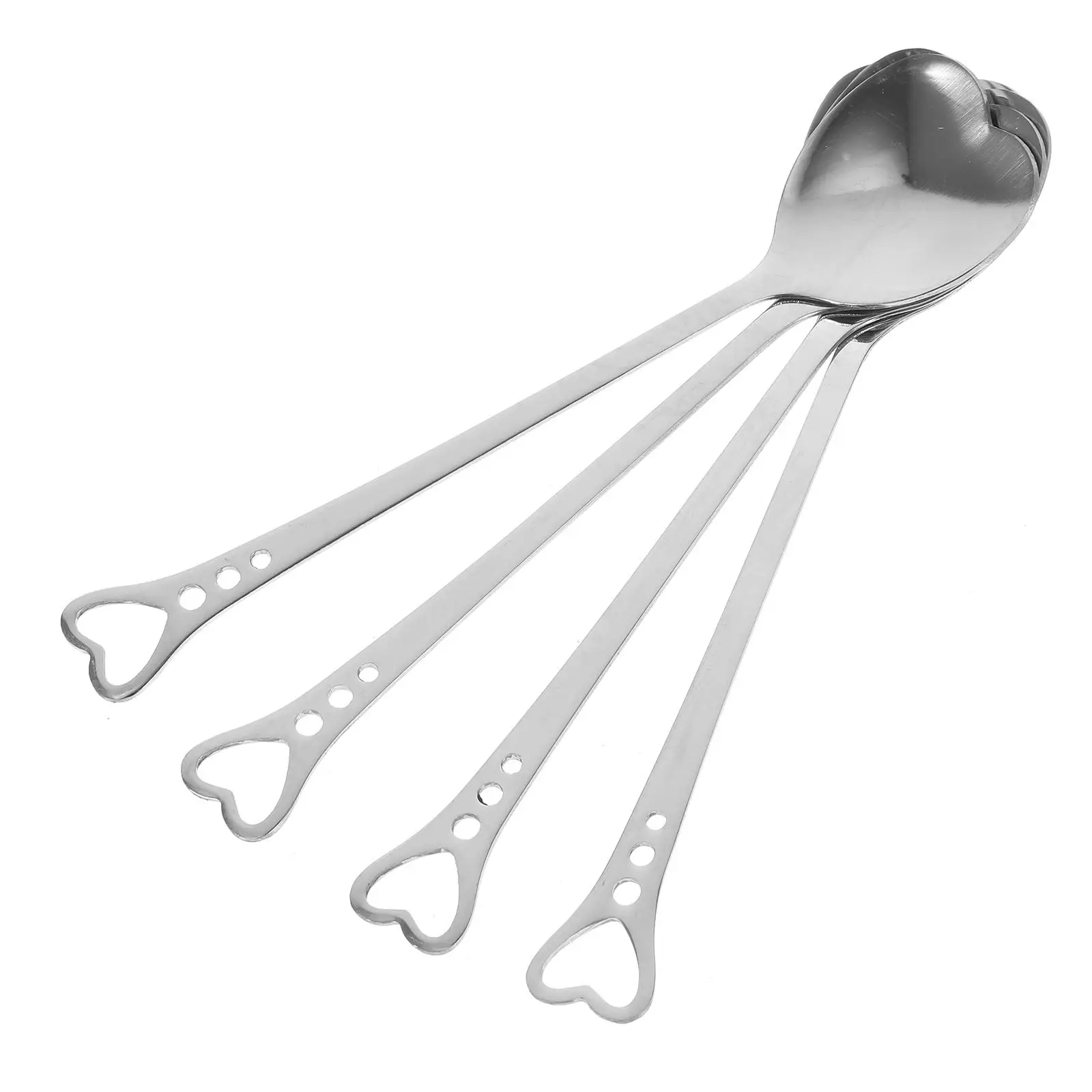 4 Pcs Cake Spoon Heart Shape Spoons Coffee Scoop Cocktail Stirring Kitchen Mixing