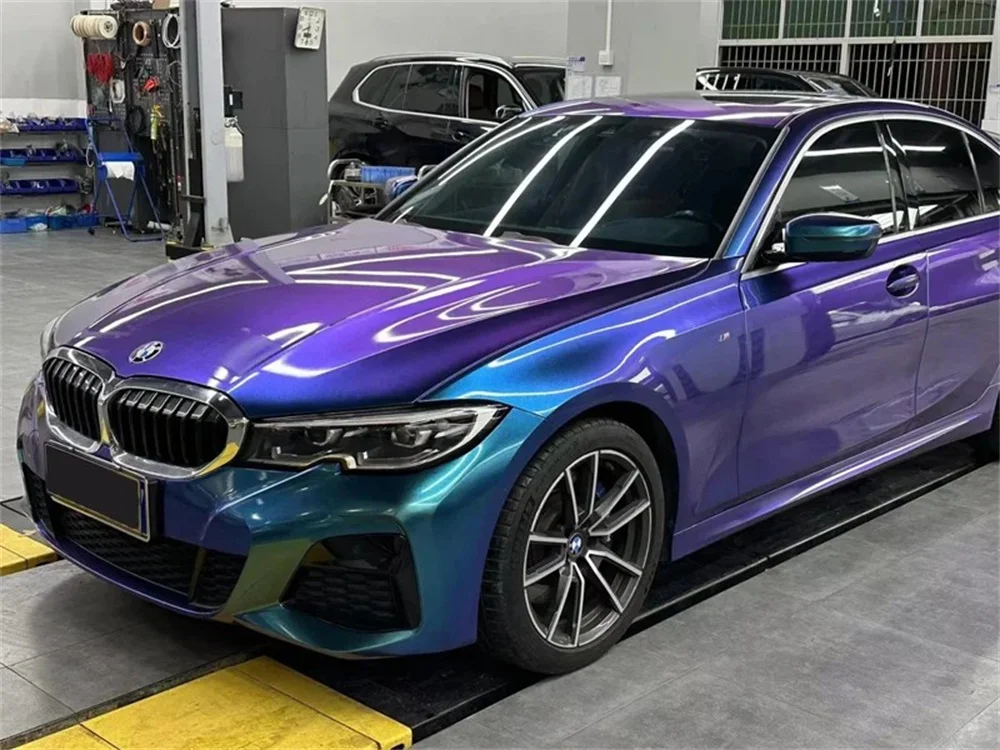 Premium Purple Blue Red Sparkle Metallic Diamond Chameleon Vinyl Wrap Film Roll Motorcycle Car Styling Decals