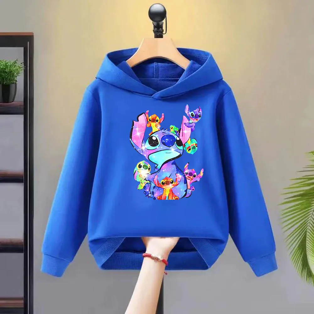 

Sports cartoon clothing new children's Stitch hoodie outdoor sports top, comfortable cartoon colorful baby casual tops outdoor