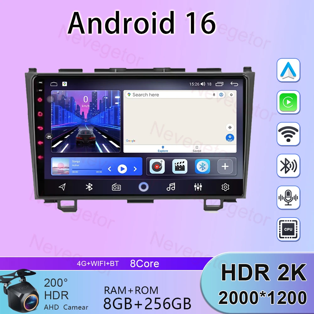 

Navigation DSP For Honda CR-V 3 RE CRV 2007-2011 Car RDS 5G WIFI Android 15 Radio Player Android Auto Carplay No 2din DVD 8core