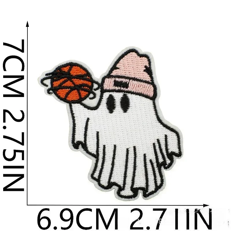 

Halloween Ghost Basketball Embroidery Cloth StickerSticker Flower Witch Holiday Decoration Piao Piao Bicycle Patch Embroidery