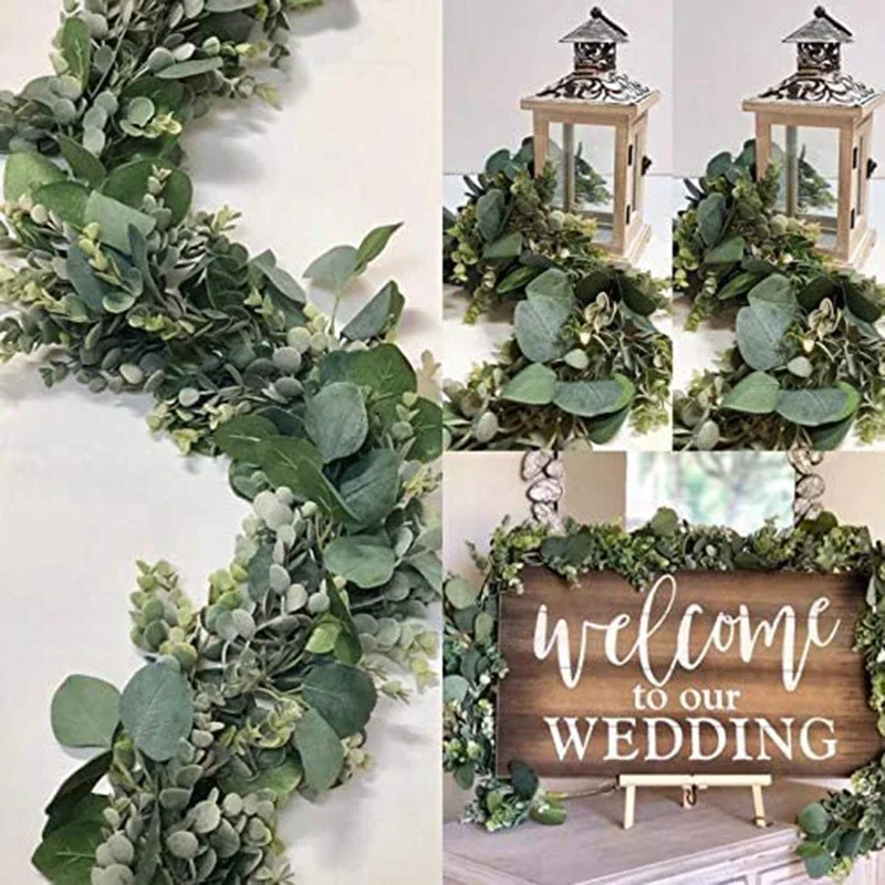 175cm Encryption Fake Eucalyptus Rattan Artificial Vine Garland Leaf Silk Ivy Wall Hanging Garland Outdoor Wedding Arch Decor