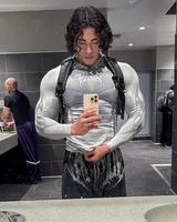 Nueva camiseta ajustada americana para hombre, Jogger YA, deportes, Fitness, diseño fresco, sentido, entrenamiento para correr, velocidad seca, con capucha, mangas largas