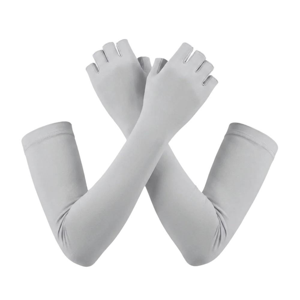 Elastic Ice Cooling Arm Sleeves Quick Dry Breathable Half Finger Gloves Lightweight Polyester Sun Protection Arm Cover Cycling