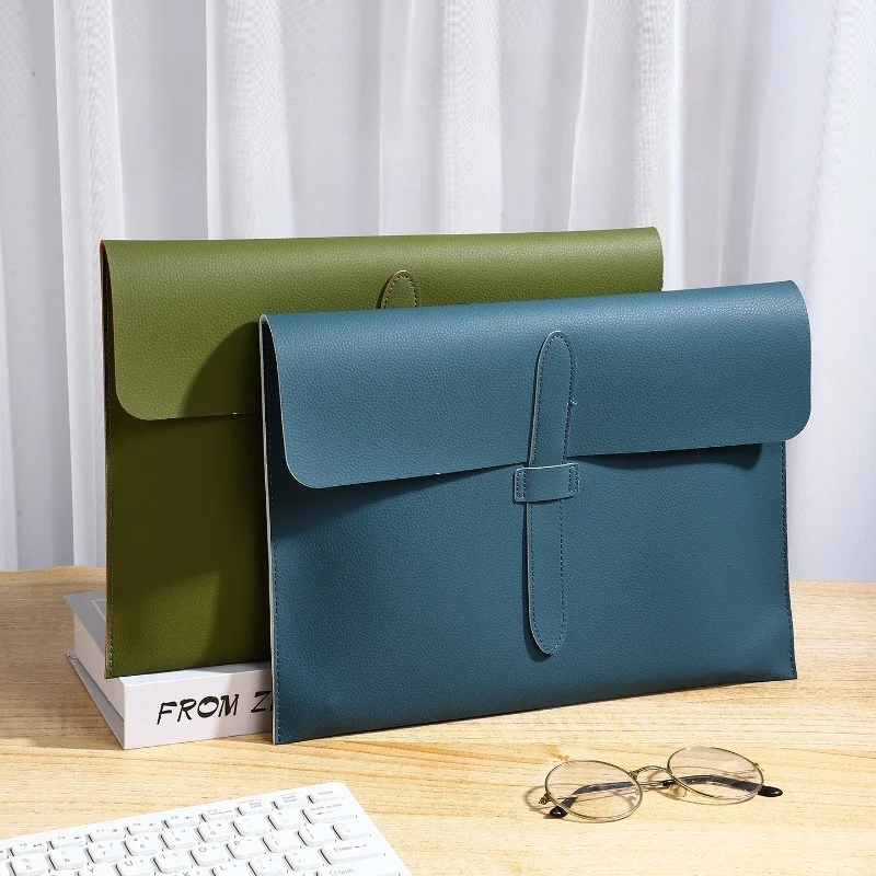 2Pcs A4 Thickened PU File Folder, Large Capacity Document Storage Pouch, Anti-drop Design for Office Paper Organization