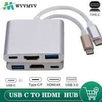 USB 3.1 Converter Usb C to HDMI Type C Hdmi Adapter 3 in 1 Type C to hdmi HDMI/USB 3.0/Type-C Aluminum For Apple Macbook adapter