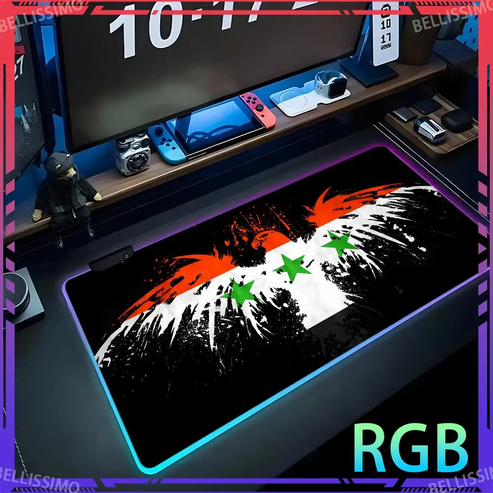 Cute keyboard pad Gaming desk accessories Mouse Pad syria_flag RGB mouse Office accessories RGB gaming mouse pad