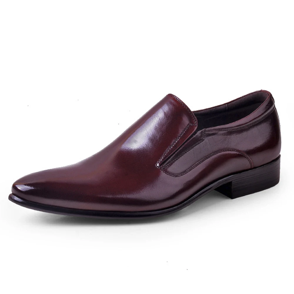 First Layer of Cowhide Shoes Men's Business Formal Shoes Genuine Leather British Style Pointed Toe Leather Shoes Slip-On Loafers