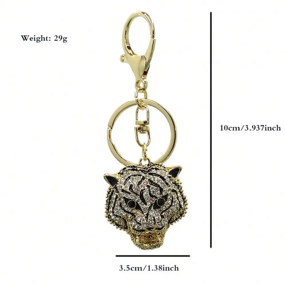 Modischer Schmuck-Schlüsselanhänger aus Legierung mit Diamant-Tropfen und Leopardenkopf, Taschenanhänger, Autoanhänger, Geschenke – Detail 4