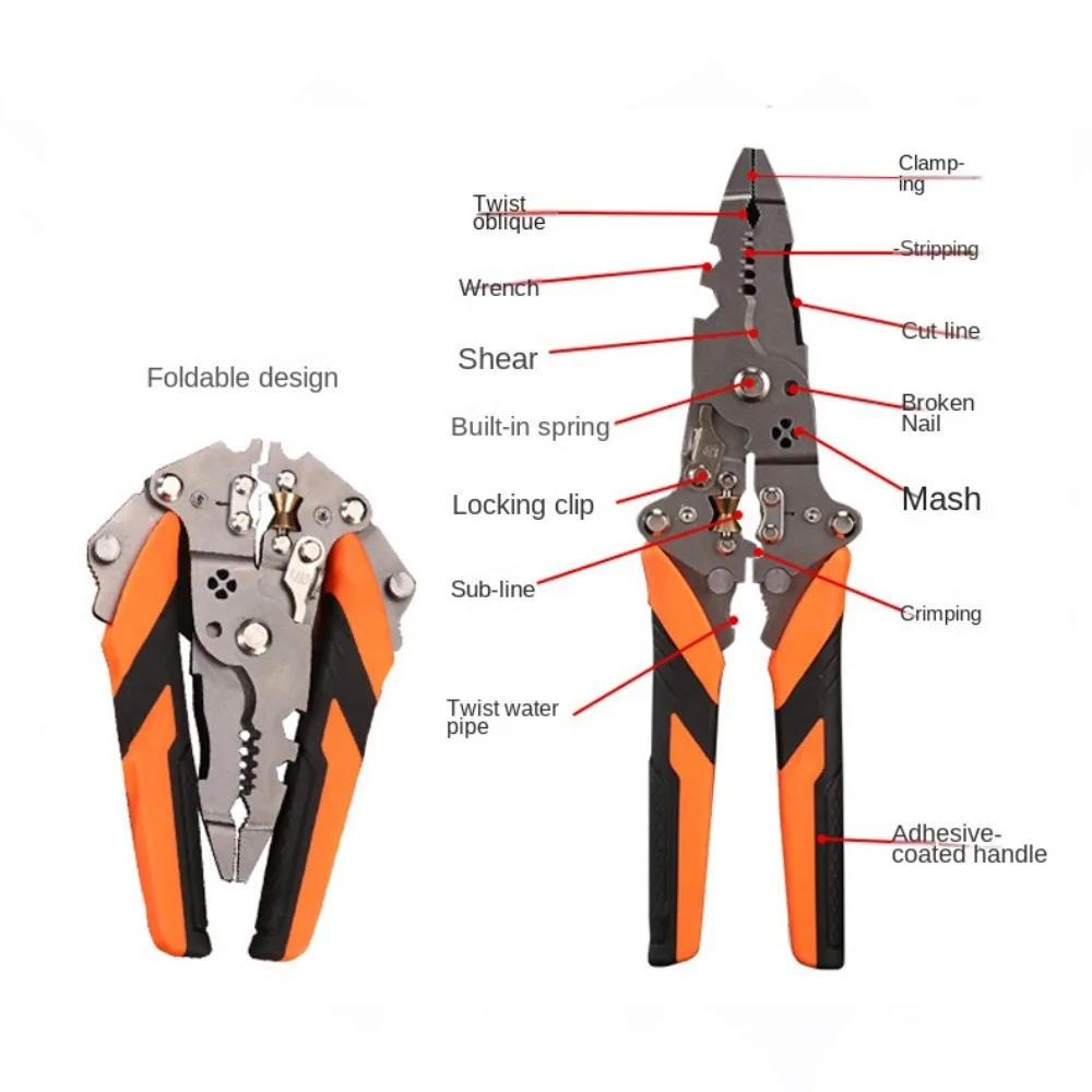 Hoog koolstofstaaldraadstriptang 12-in-1 opvouwbaar draadstriptang Multifunctioneel handgereedschap