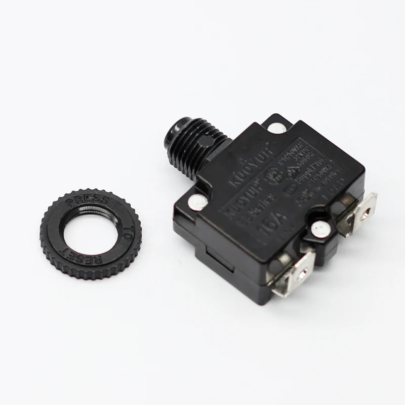 KUOYUH 88 Series 3A-30A Straight Pin Thermal Fuse with Plastic Nut for Power Board, Manual Reset Overload Protector