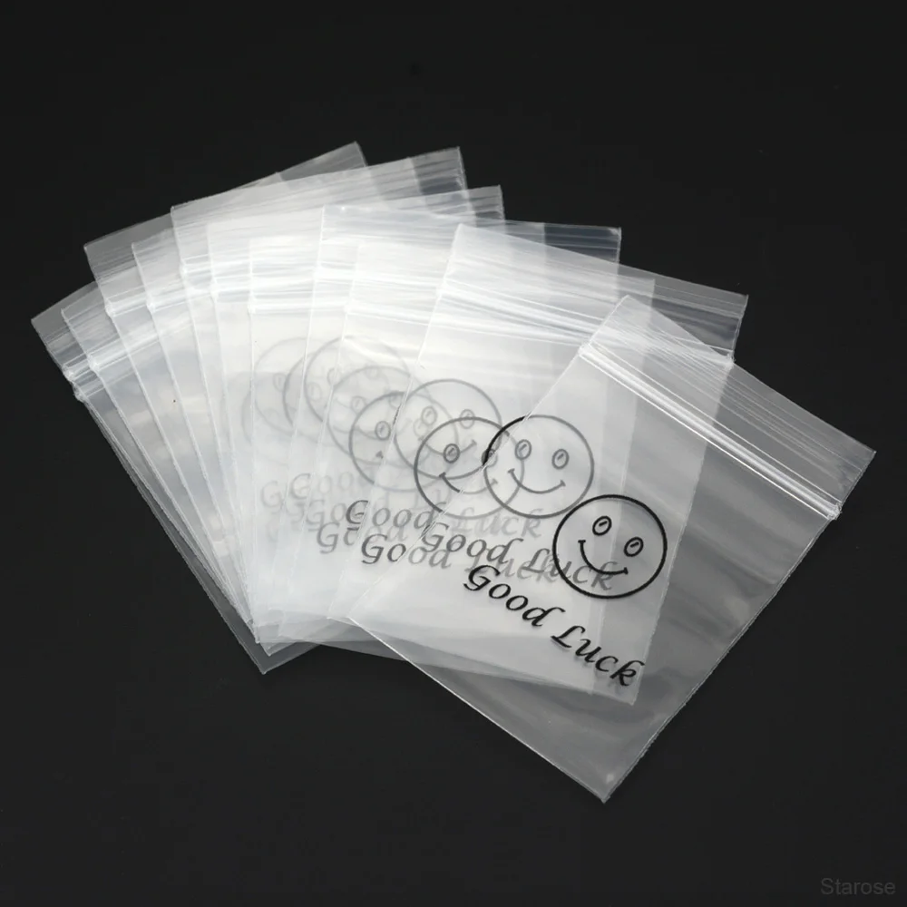 100Pcs/Pack 4x6cm Print Circle Lightning Ziplock Clear New PE Bags for Earring Body Piercing Jewelry Packing Storage Plastic Bag