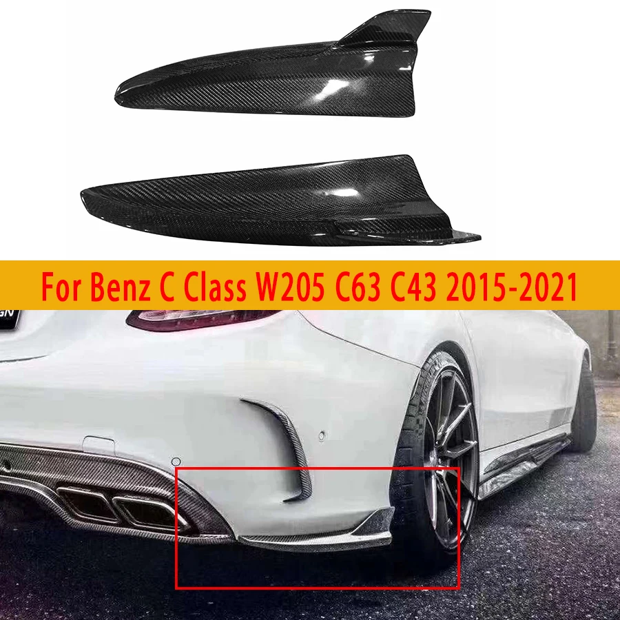 

For Mercedes Benz C Class W205 C63 C43 2015-2021 Carbon Fiber wrap angle Car Rear Bumper Splitter Corner Trim Cover Rear Chin