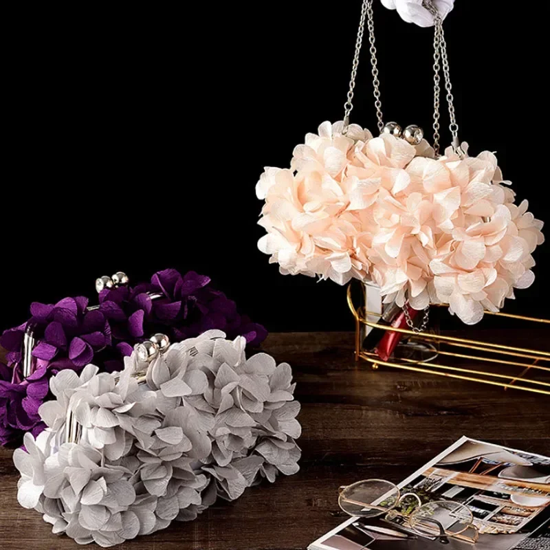 

Wedding Dress Bag 8 Colors White Bride Clutches Ladies Blue Party Handbag Woman Purple Evening Flower Bags Floral Wedding Clutch