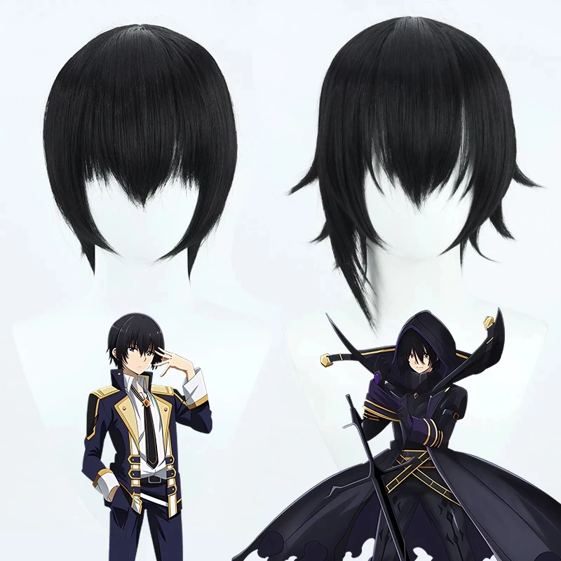 Anime The Eminence in Shadow Cid Kageno／Shadow Cosplay Wig Short Black Heat Resistant Synthetic Hair Wigs + Wig Cap