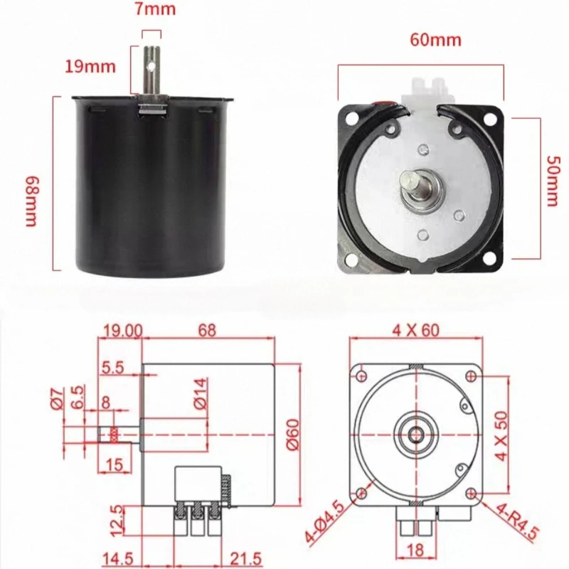 68KTYZ Mini Permanent Magnetic Synchronism Motor 220V AC 28W Micro Gear Motor 50Hz Synchronous Low Speed Reversible