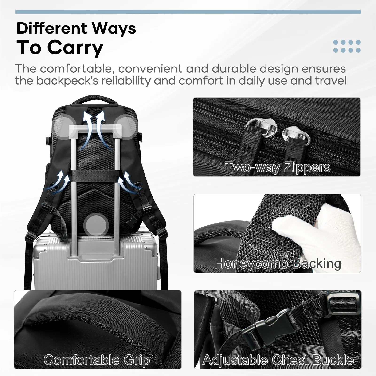 Ryanair 40x30x20 المقصورة حقيبة اليد الأمتعة فراغ ضغط على ظهره 15.6in محمول على ظهره للرجال ، فراغ صندوق تخزين ملابس حقيبة #6