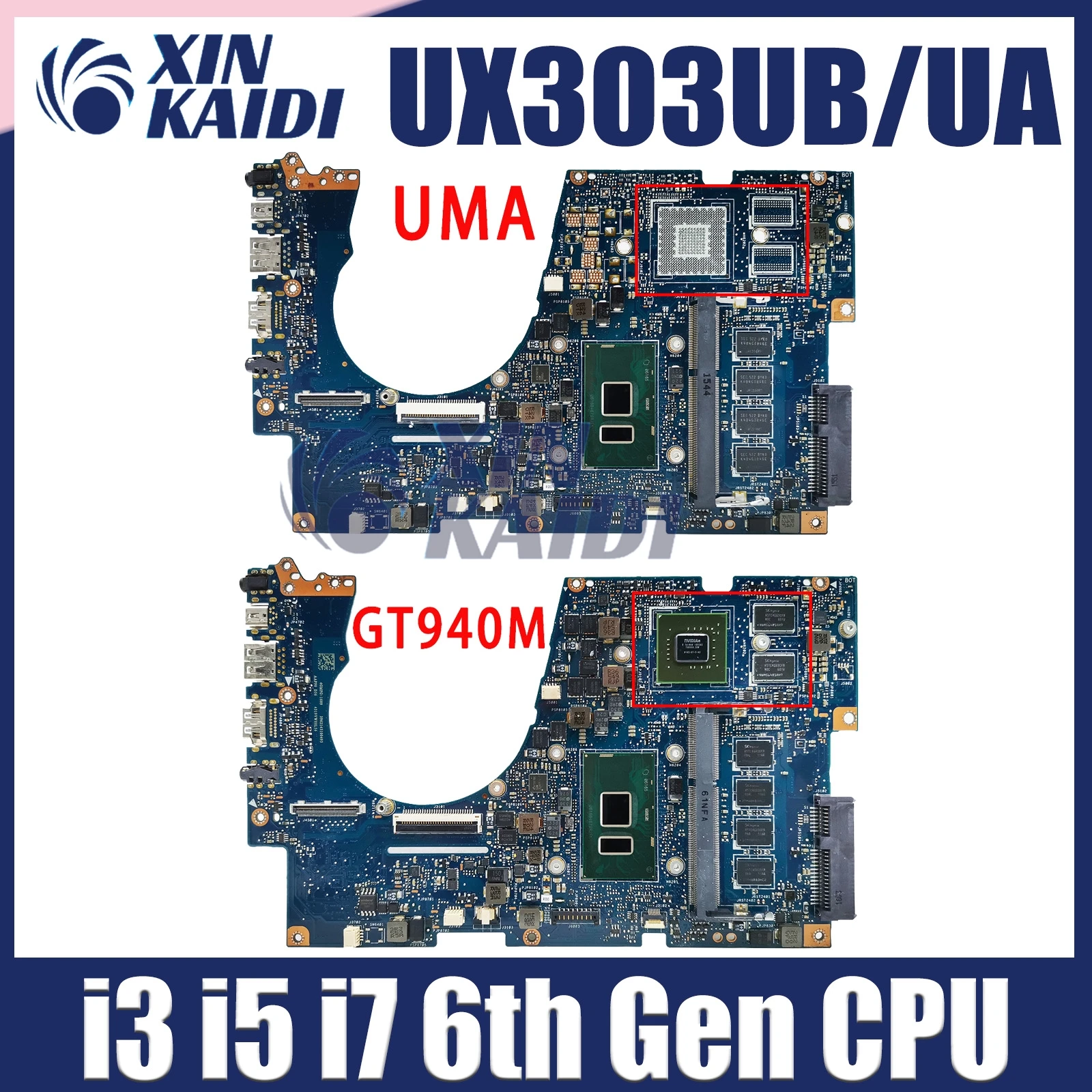 

UX303UB Mainboard For ASUS Zenbook UX303U UX303UA UX303UB Laptop Motherboardl With i7-6500U i5-6200U i3-6100U 4GB-RAM GT940M