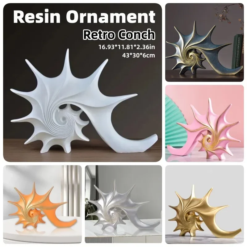 Nordic Ins Resin Retro Conch Ornament Light Luxury Home Docor Crafts Simplified Cabinet Decorations 43*30*6cm/16.93*11.81*2.36in