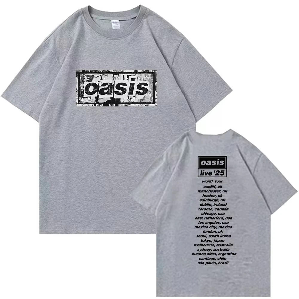 تي شيرت قطني للرجال والنساء من Oasis Reunion Tour 2025 تي شيرت Harajuku برقبة دائرية واحة لايف 25 Tour Merch تي شيرت أنيق هدية لمحبي