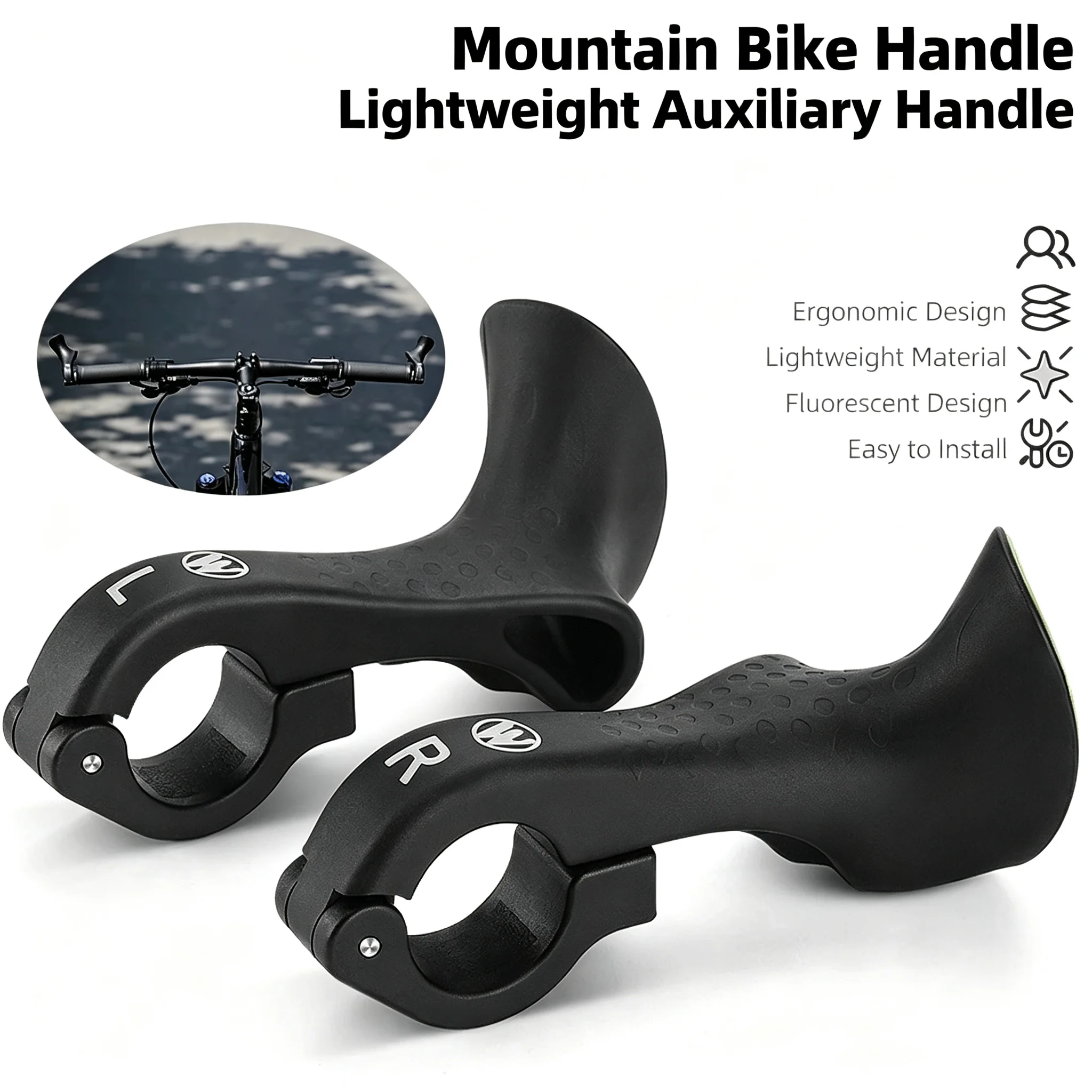 1 Pair Lightweight Ergonomic Bicycle Bar Ends MTB Bike Extension Handlebar Grips - Bike Accessories for Enhanced Comfort