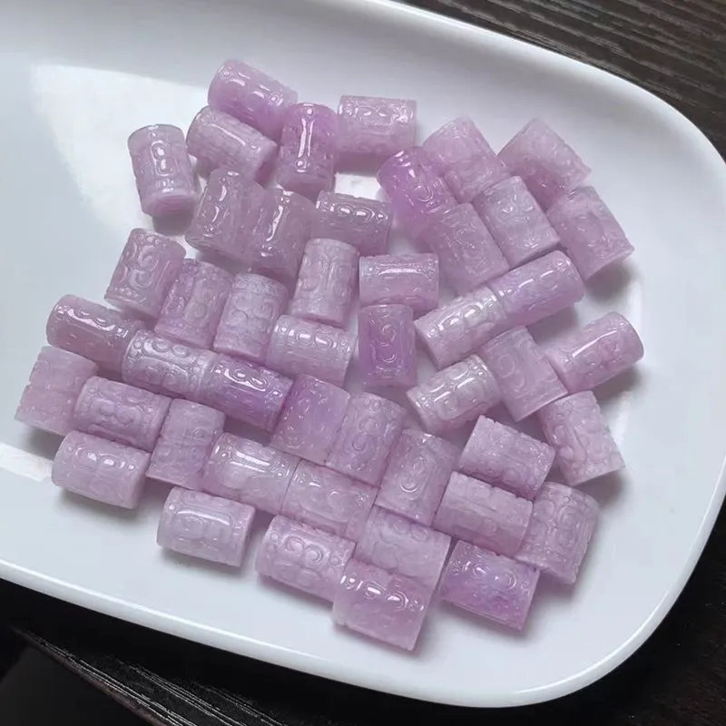 1pieces purple Kunzite carved pillar full hole 12*9mm for DIY  jewelry necklace loose beads