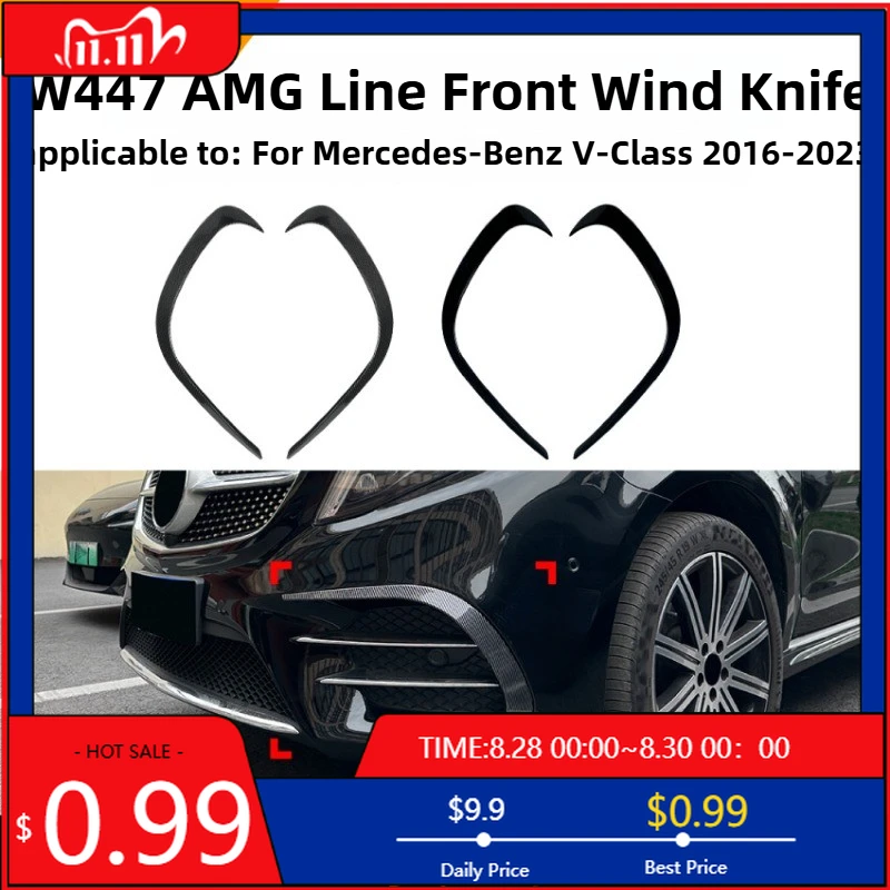 

Горячие украшения для Mercedes Benz V-class W447 AMG Line 2016-2023, передний воздушный нож, вентиляционная наклейка для автомобиля, внешняя модификация, аксессуары Int