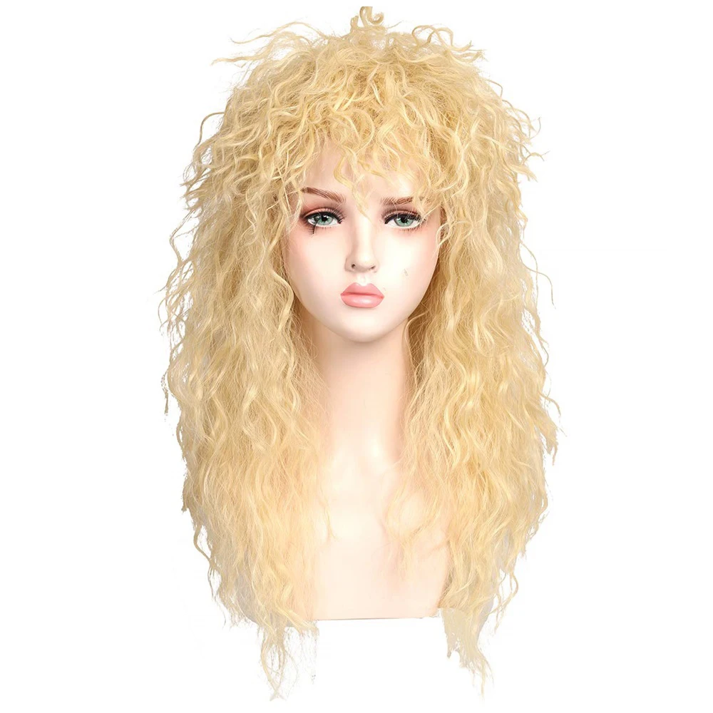HAIRJOY  Synthetic Hair Long Blonde Curly 80s Rocker Mullet Cosplay Wig for Women  Halloween Wigs
