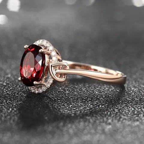 Bague en argent sterling S925 avec rubis et diamants, plaqué or rose 18 carats, motif d'amour entrelacé, cristal rouge, bague de fiançailles romantique pour femmes