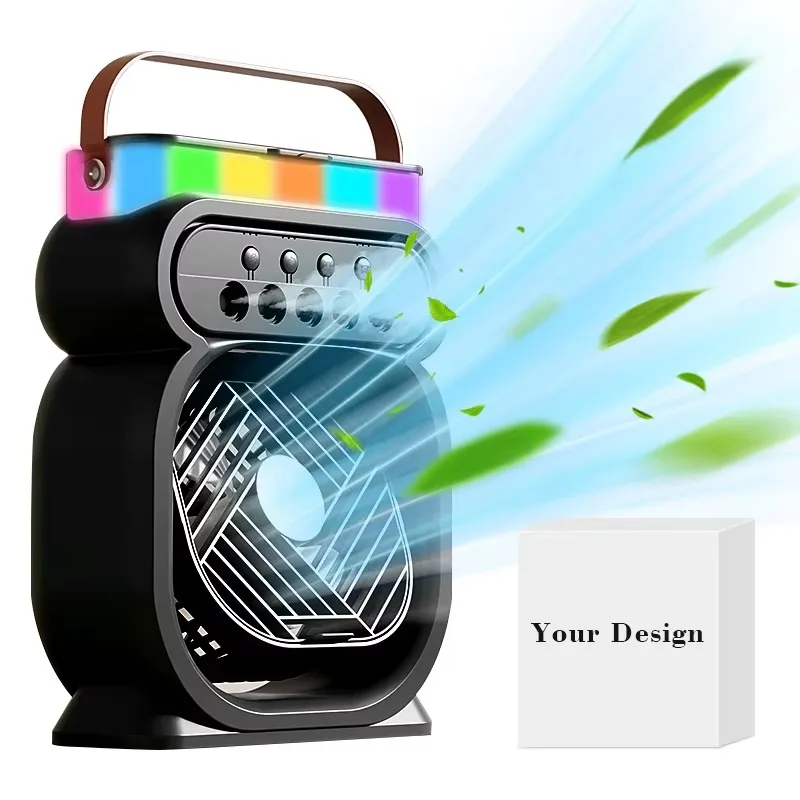 Air Cooler 5 Nozzle Humidification Spray Fan 3 Speed Electric Evaporative Air Cooler Fan with 7 Color Night Light