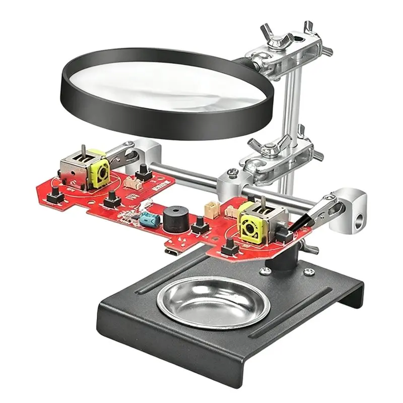 [B17B!】 Welding Magnifying Glass 3-In-1 Hand Soldering Magnifier With Iron Stand, Desktop For Repairing& Precision Work Tool