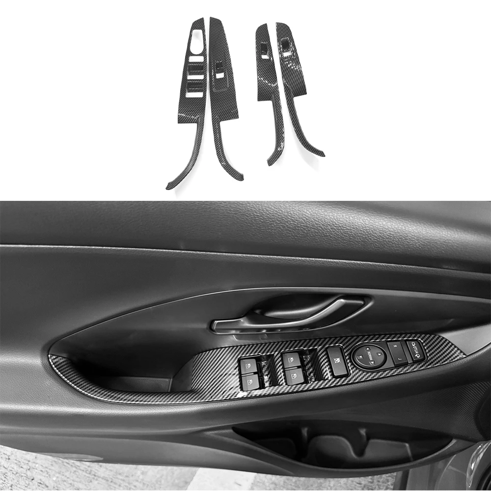 4pcs Car Window Lift Button Frame Trim Cover For Hyundai i30 Hatch Back N 2018-2023