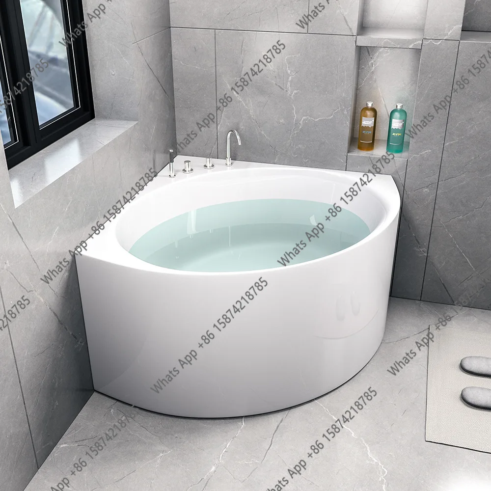 Kk Free-standing Acrylic Small Apartment Triangular Bathtub Mini Household Adult Fan-shaped Simple Bathtub Pool Deep Bubble